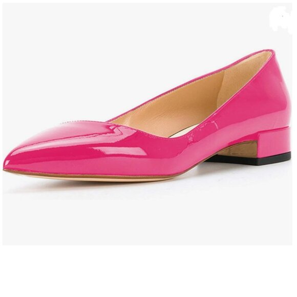XYD Hot Pink Pointed Toe Low Heel Driving Walking Loafer Shoes Slip On Work Shoe - Picture 1 of 7